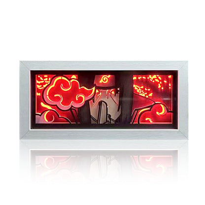 Naruto Anime Paper Cut Light Box, 3D Paper Carving LED Frame Lamp, Sharingan Character Night Light, Desktop Wall Art Decor, Collectible Anime Gift for Naruto Fans