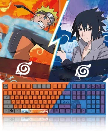 Naruto Anime Mechanical Keyboard and Mouse Combo, Uzumaki Naruto Uchiha Sasuke Themed Wired Gaming Keyboard Mouse Set, 108 Keys Full Size Keyboard, Anime Gaming Desktop Accessories, Gift for Naruto Fans Gamers