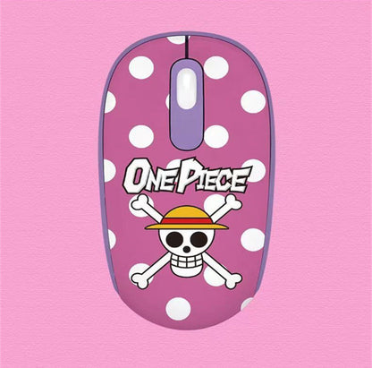 One Piece Anime 2.4G Wireless Mouse, Portable Optical Computer Mouse with Tony Tony Chopper & Straw Hat Skull Pattern, Ergonomic Silent Mice for Laptop PC Desktop, Anime Fan Gift