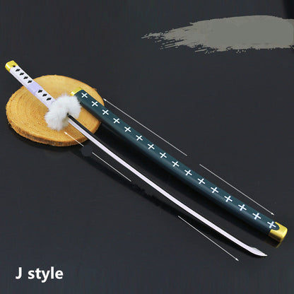 One Piece Roronoa Zoro Mini Katana Sword Replica, Anime Zoro Sword Set, Metal Model Sword with Display Stand, Cosplay Prop Desktop Decoration, Collectible Gift for One Piece Fans