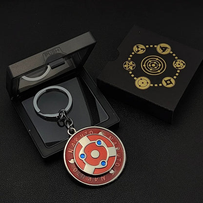 Naruto Sasuke Itachi Kakashi Rotating Sharingan Keychain Metal Anime Pendant Key Ring Cosplay Accessory Collectible Key Charm Gift For Anime Fans