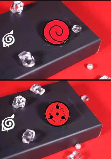 Naruto Anime Sharingan Metal Pin Badge Set, Leaf Village Symbol Akatsuki Cloud Uchiha Brooch Collection Box, Ninja Kunai Pendant, Cosplay Lapel Pins, Collectible Gift for Naruto Anime Fans Teens Adults