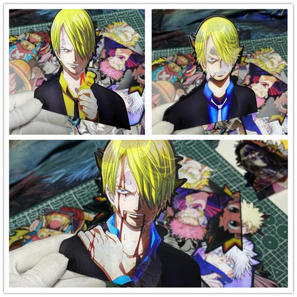 One Piece 3D Motion Stickers, Anime Lenticular Changing Car Stickers, Luffy Zoro Nami Chopper Sanji Waterproof Decals for Car Laptop Water Bottle, One Piece Anime Merch Decor