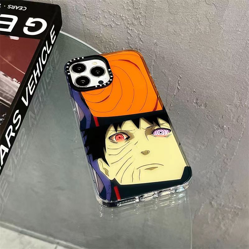 Naruto Anime Phone Case for iPhone, Obito Uchiha Manga Character Print Shockproof Protective Case, Cool Naruto Graphic Phone Cover, Naruto Anime Merch Gift for Anime Fans