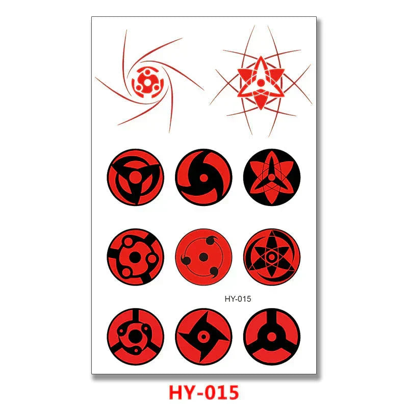 Naruto Anime Temporary Tattoo Stickers, Sharingan Akatsuki Uchiha Waterproof Fake Tattoos, Cosplay Body Art Stickers, Anime Party Decorations Gift for Naruto Fans