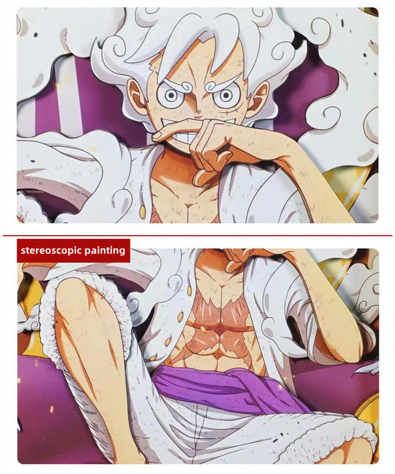 One Piece Monkey D. Luffy Nika Form 3D Paper Carving Art Frame, Anime Handcrafted Layered Paper Cut Wall Art Decor, Framed Anime Poster Desktop Display Painting, Collectible Wall Decoration Gift for One Piece Fans