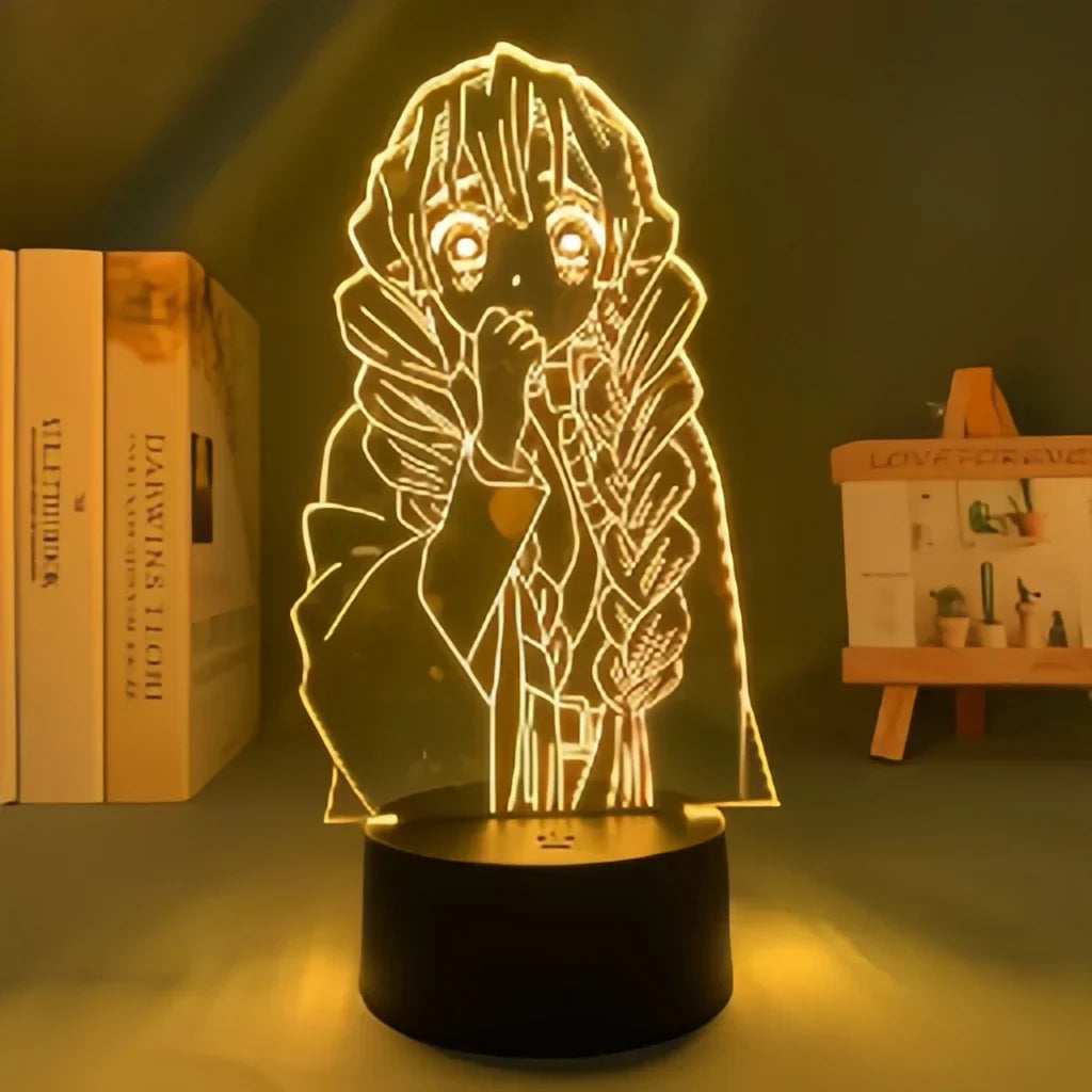 Demon Slayer 3D Illusion LED Night Light, Kimetsu No Yaiba Anime Character Table Lamp, Touch Control 7 Color Changing Acrylic Night Lamp, Bedroom Desktop Decor Birthday Gift for Demon Slayer Fans
