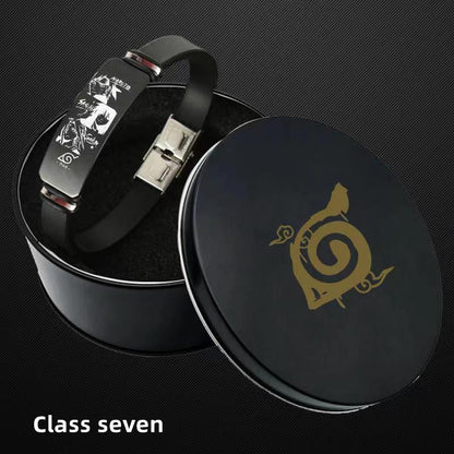 Naruto Anime Wristband Bracelet, Konoha Village Symbol PU Leather Adjustable Bracelet, Cosplay Accessory, Anime Jewelry Gift for Men Women Fans