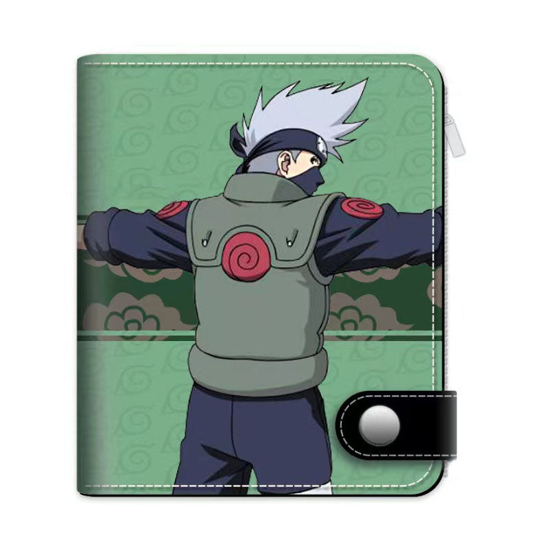 Naruto Anime Bifold Wallet, Multiple Character Printed PU Leather Short Purse, Snap Button Card Holder Cash Pocket Wallet, Naruto Itachi Sasuke Kakashi Naruto Merch Wallet Gift for Anime Fans