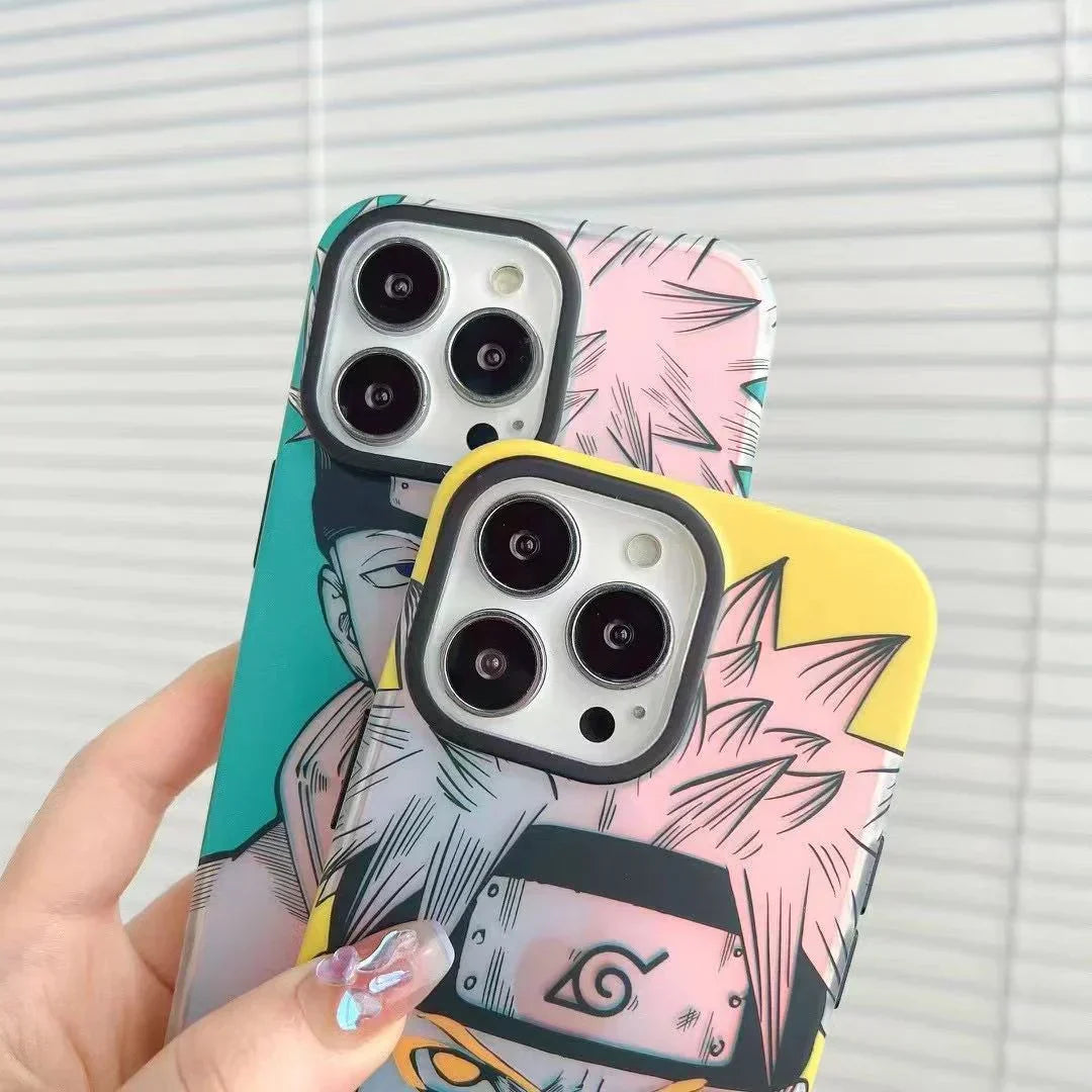 Naruto Anime Phone Case, Manga Sketch Style Protective Case for iPhone, Naruto Uzumaki Kakashi Pain Printed Soft TPU Phone Cover, Shockproof Slim Anime Phone Shell, Naruto Anime Fan Gift for iPhone