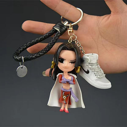 One Piece Anime Figure Keychain, Luffy Zoro Nami Chopper Sanji Mini Sneaker Pendant Key Ring, Q Version Figurine Key Chain, Backpack Charm Key Holder Gift for One Piece Fans
