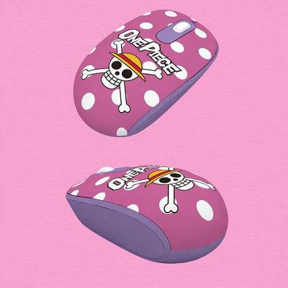 One Piece Anime 2.4G Wireless Mouse, Portable Optical Computer Mouse with Tony Tony Chopper & Straw Hat Skull Pattern, Ergonomic Silent Mice for Laptop PC Desktop, Anime Fan Gift