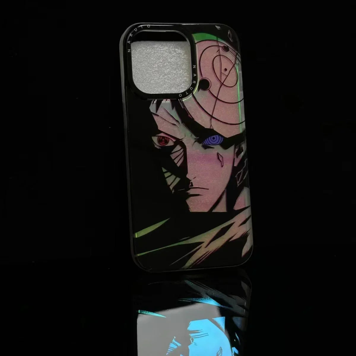 Naruto Anime Laser Holographic Phone Case for iPhone, Kakashi Pain Manga Art Print Shockproof Soft TPU Phone Cover, Iridescent Laser Flash Surface Slim Protective Phone Shell, Naruto Anime Fan Gift for iPhone