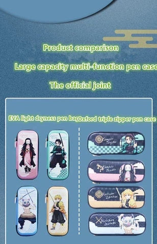 Demon Slayer Kimetsu no Yaiba Pencil Case, Hard Shell EVA Anime Pencil Box, Large Capacity Stationery Storage Bag, Tanjiro Nezuko Zenitsu Inosuke Pen Pouch, School Supplies for Students, Anime Merch Gift