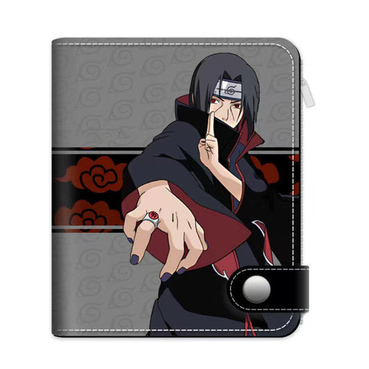 Naruto Anime Bifold Wallet, Multiple Character Printed PU Leather Short Purse, Snap Button Card Holder Cash Pocket Wallet, Naruto Itachi Sasuke Kakashi Naruto Merch Wallet Gift for Anime Fans