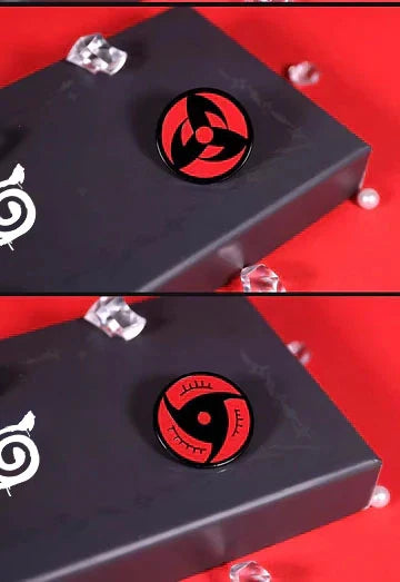 Naruto Anime Sharingan Metal Pin Badge Set, Leaf Village Symbol Akatsuki Cloud Uchiha Brooch Collection Box, Ninja Kunai Pendant, Cosplay Lapel Pins, Collectible Gift for Naruto Anime Fans Teens Adults