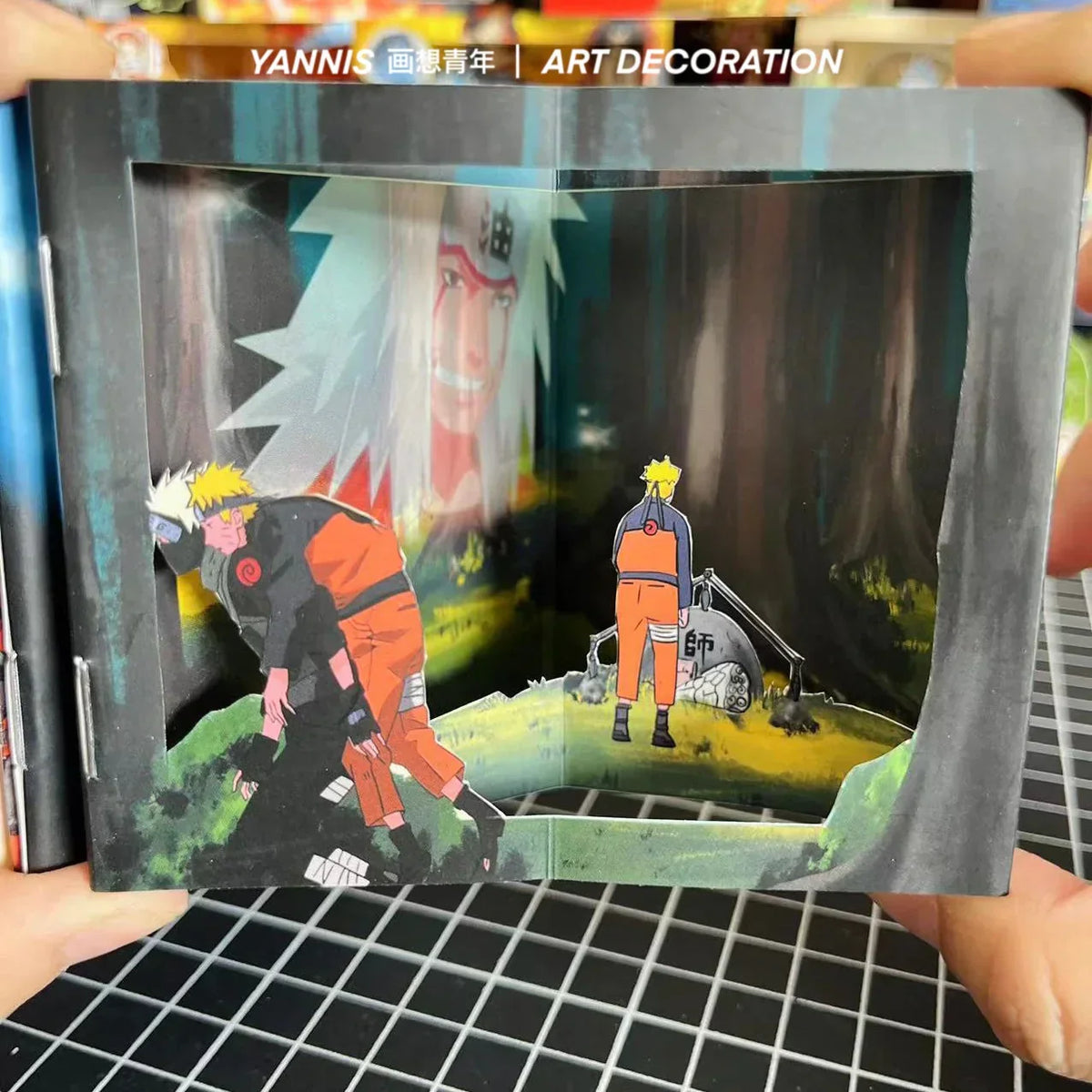 Naruto Anime Book Nook Paper Craft Kit, 3D Paper Cut Diorama Book, DIY Papercraft Scene Model, Anime Bookend Display Art Decor, Naruto Fan Handmade Gift