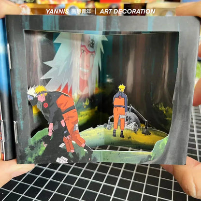 Naruto Anime Book Nook Paper Craft Kit, 3D Paper Cut Diorama Book, DIY Papercraft Scene Model, Anime Bookend Display Art Decor, Naruto Fan Handmade Gift