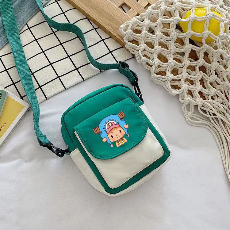 One Piece Anime Mini Crossbody Bag, Luffy Zoro Nami Chopper Sanji Character Print Small Shoulder Purse, Cute Canvas Sling Bag, Anime Fan Daily Messenger Bag Gift