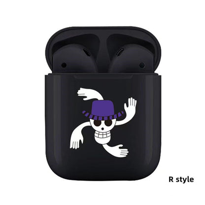 One Piece Anime TWS Wireless Earbuds, Luffy Zoro Sanji Chopper Skull Logo Printed Bluetooth Earphones, Stereo In-Ear Headphones with Portable Charging Case, Anime Fan Gift Wireless Headset