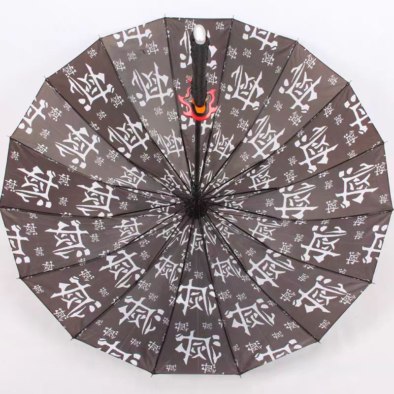 Demon Slayer Anime Sword Umbrella, Katana Shape Handle Long Rain Umbrella, Tanjirou Zenitsu Shinobu Pattern Parasol, Windproof Sun Rain Umbrella, Demon Slayer Cosplay Merch Gift for Anime Fans