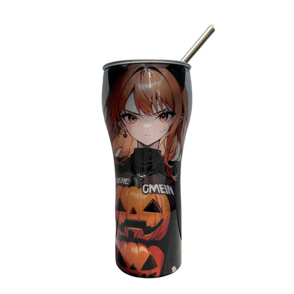 One Piece Anime Tumbler with Straw, Stainless Steel Insulated Travel Cup, Luffy Zoro Nami Wanted Poster Design Coffee Mug, Leak Proof Reusable Water Bottle, One Piece Merch Gift for Anime Fans