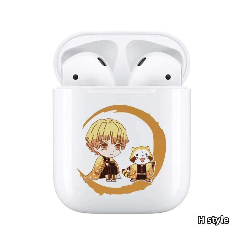 Demon Slayer Wireless Bluetooth Earbuds, Tanjiro Nezuko Zenitsu Giyuu Anime Print TWS Earphones, Touch Control Stereo Sound Headset, Portable Earbuds Case, Anime Fan Gift