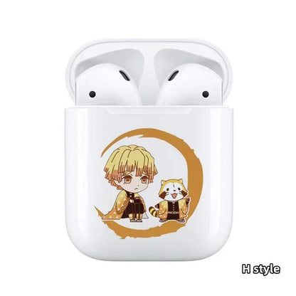 Demon Slayer Wireless Bluetooth Earbuds, Tanjiro Nezuko Zenitsu Giyuu Anime Print TWS Earphones, Touch Control Stereo Sound Headset, Portable Earbuds Case, Anime Fan Gift