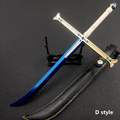 One Piece Roronoa Zoro Mini Katana Sword Replica, Anime Zoro Sword Set, Metal Model Sword with Display Stand, Cosplay Prop Desktop Decoration, Collectible Gift for One Piece Fans
