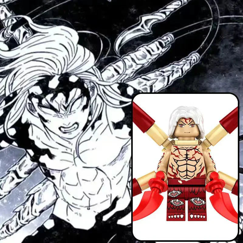 Demon Slayer Custom Minifigures, Anime Building Block Figures, Yoriichi Muzan Daki Gyutaro Hantengu Douma Kokushibo Collectible Brick Minifigs, Anime Character Construction Toy Gift for Fans