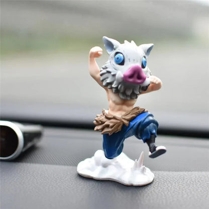 Demon Slayer Inosuke Hashibira Figure, Boar Head Inosuke Resin GK Statue, Anime Hashibira Inosuke with Giant Wild Boar Diorama Figurine, Collectible Desktop Ornament Model Gift for Demon Slayer Fans