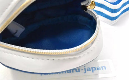 One Piece Marine Round Coin Purse, Anime Marine Logo Embroidery Mini Zipper Pouch, Small Circular Wallet with Keychain & Lanyard, Collectible Storage Bag for One Piece Fans