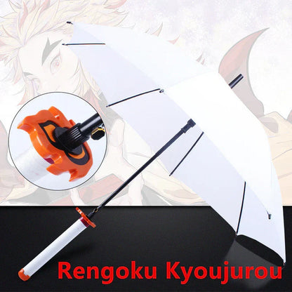 Demon Slayer Nichirin Sword Umbrella, Anime Katana Shaped Long Handle Umbrella, Tanjiro Zenitsu Giyuu Rengoku Samurai Sword Umbrella, Cosplay Prop Rain Sun Umbrella, Anime Collectible Gift for Fans