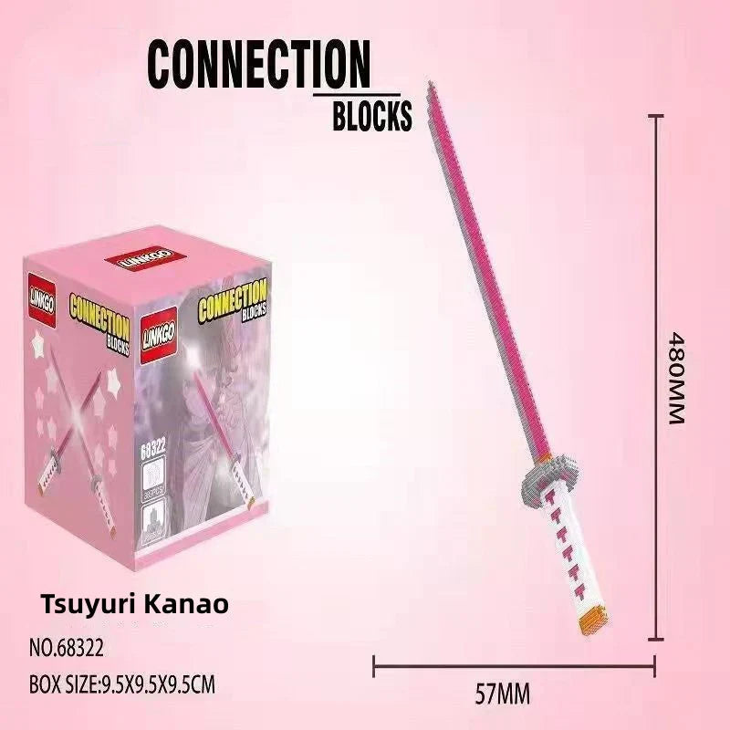 Demon Slayer Nichirin Sword Building Block Set, Anime Katana Model Kit with Scabbard & Display Stand, Multiple Styles Collectible Brick Sword, Cosplay Prop Assembly Toy Gift for Demon Slayer Fans
