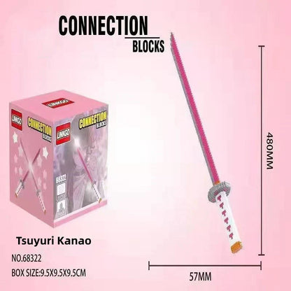 Demon Slayer Nichirin Sword Building Block Set, Anime Katana Model Kit with Scabbard & Display Stand, Multiple Styles Collectible Brick Sword, Cosplay Prop Assembly Toy Gift for Demon Slayer Fans