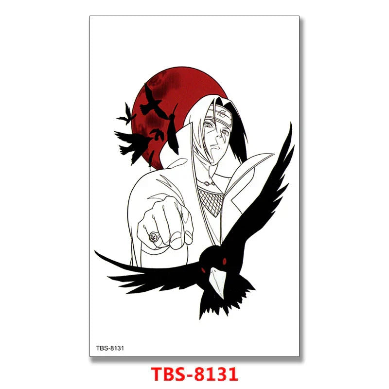 Naruto Anime Temporary Tattoo Stickers, Sharingan Akatsuki Uchiha Waterproof Fake Tattoos, Cosplay Body Art Stickers, Anime Party Decorations Gift for Naruto Fans
