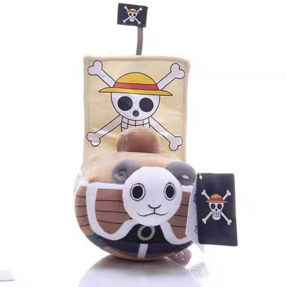 One Piece Assorted Anime Plush Dolls, Luffy Ace Law Chopper Stuffed Figure, Thousand Sunny Going Merry Pirate Ship Plush Toy, Cute One Piece Character Soft Plushies, Anime Collectible Gifts for Kids & Fans