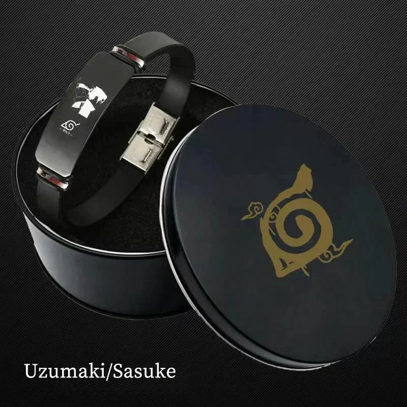 Naruto Anime Wristband Bracelet, Konoha Village Symbol PU Leather Adjustable Bracelet, Cosplay Accessory, Anime Jewelry Gift for Men Women Fans