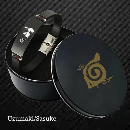 Naruto Anime Wristband Bracelet, Konoha Village Symbol PU Leather Adjustable Bracelet, Cosplay Accessory, Anime Jewelry Gift for Men Women Fans