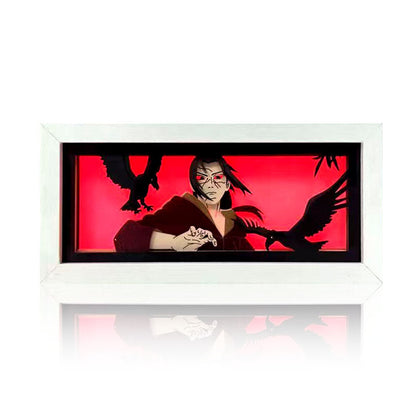 Naruto Anime Paper Cut Light Box, 3D Paper Carving LED Frame Lamp, Sharingan Character Night Light, Desktop Wall Art Decor, Collectible Anime Gift for Naruto Fans