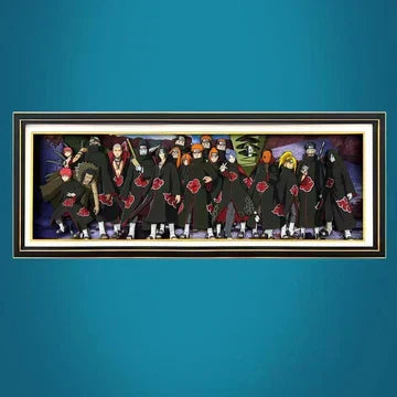 Naruto Akatsuki Group 3D Paper Cut Shadow Box Framed Art, Handmade Layered Papercraft Wall Decor, Anime Picture Frame, Fan Collectible Room Decor Gift