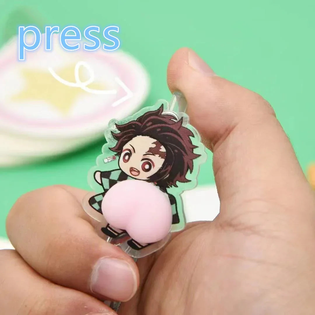Demon Slayer Kimetsu no Yaiba Squishy Butt Gel Pen, Cute Anime Character Retractable Ballpoint Pen, Stress Relief Squeeze Decompression Pen, Demon Slayer Stationery, Anime School Supplies Gift for Kids & Fans