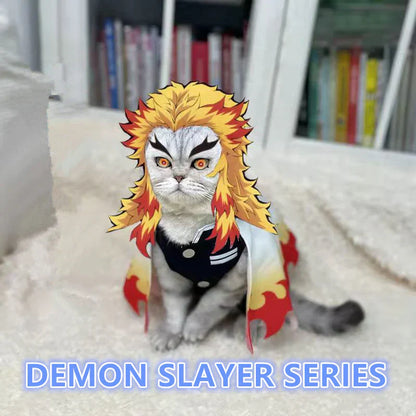 Demon Slayer Anime Pet Costume, Kimetsu no Yaiba Dog Cat Cosplay Outfit, Tanjiro Rengoku Shinobu Nezuko Pet Kimono Clothes, Halloween Cosplay Dress Up for Small Medium Pets, Anime Pet Photo Prop