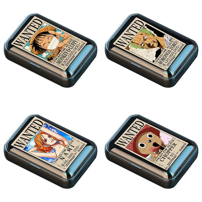 One Piece Wanted Poster Wireless Earbuds, Anime Luffy Zoro Nami Chopper Sanji TWS Bluetooth Earphones, Touch Control Stereo Headphones with Wanted Bounty Poster Charging Case for Anime Fans