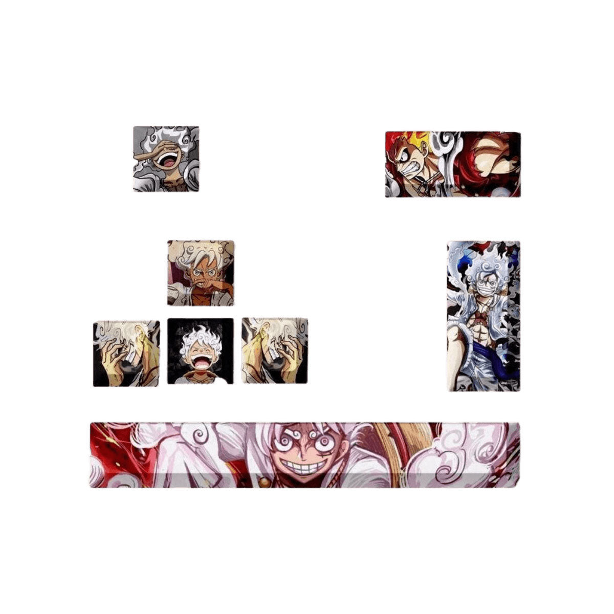 One Piece Luffy Gear 5 Anime Keycaps Set, PBT Dye-Sub Custom Mechanical Keyboard Key Caps, Nika Sun God Luffy Replacement Keycap, One Piece Anime Keyboard Decor Merch Gift for Gamers