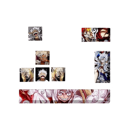 One Piece Luffy Gear 5 Anime Keycaps Set, PBT Dye-Sub Custom Mechanical Keyboard Key Caps, Nika Sun God Luffy Replacement Keycap, One Piece Anime Keyboard Decor Merch Gift for Gamers
