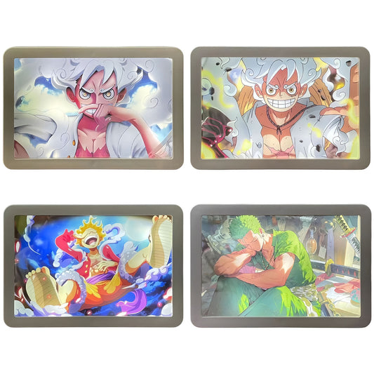 One Piece Anime LED Light Box, Luffy Gear 5 Zoro 3D Paper Cut Shadow Box Lamp, Anime Character Picture Frame Night Light, USB Powered Desk Light, Bedroom Wall Decor Collectible Gift for Anime Fans