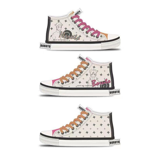 Boruto Naruto Next Generations Anime High Top Canvas Sneakers, Character Print Lace-up Casual Shoes, Breathable Memory Foam Footwear, Anime Cosplay Daily Walking Shoes, Fan Gift for Men Women Teens