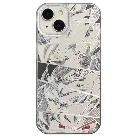 Dragon Ball Z Goku Manga Collage Phone Case, Black White Comic Panel Print Shockproof Soft TPU Phone Cover, Anime Protective Shell Collectible Gift for Dragon Ball Fans
