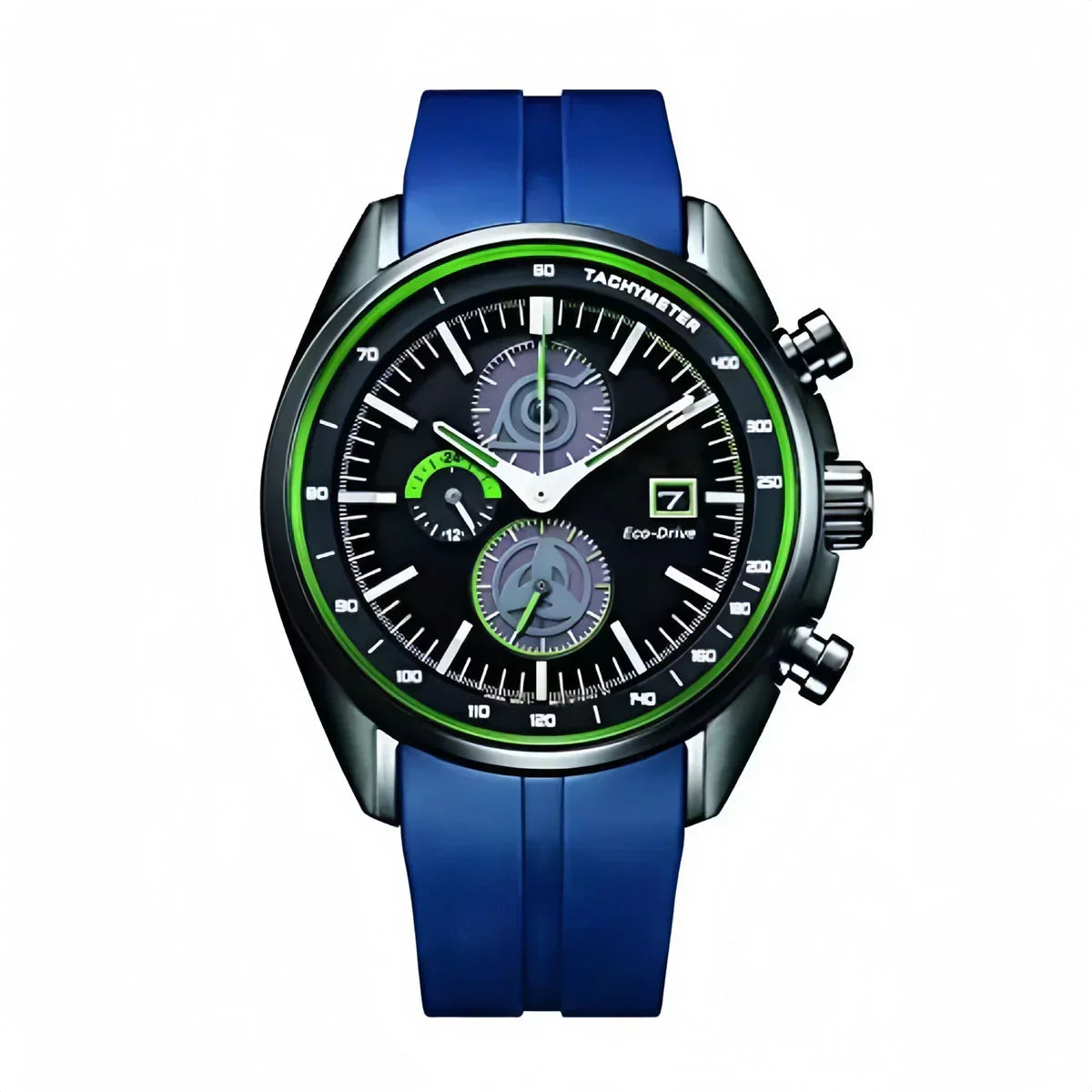 Naruto Hatake Kakashi Chronograph Wrist Watch, Anime Naruto Kakashi Themed Sports Quartz Watch, Silver Case Blue Silicone Strap Analog Wristwatch, Anime Collectible Cosplay Accessory Gift for Naruto Fans